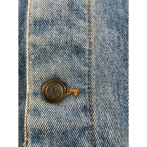 Vintage MBA Jean Jacket Mens Extra Large Light Blue Denim Y2K Band Saxophone - Picture 9 of 14